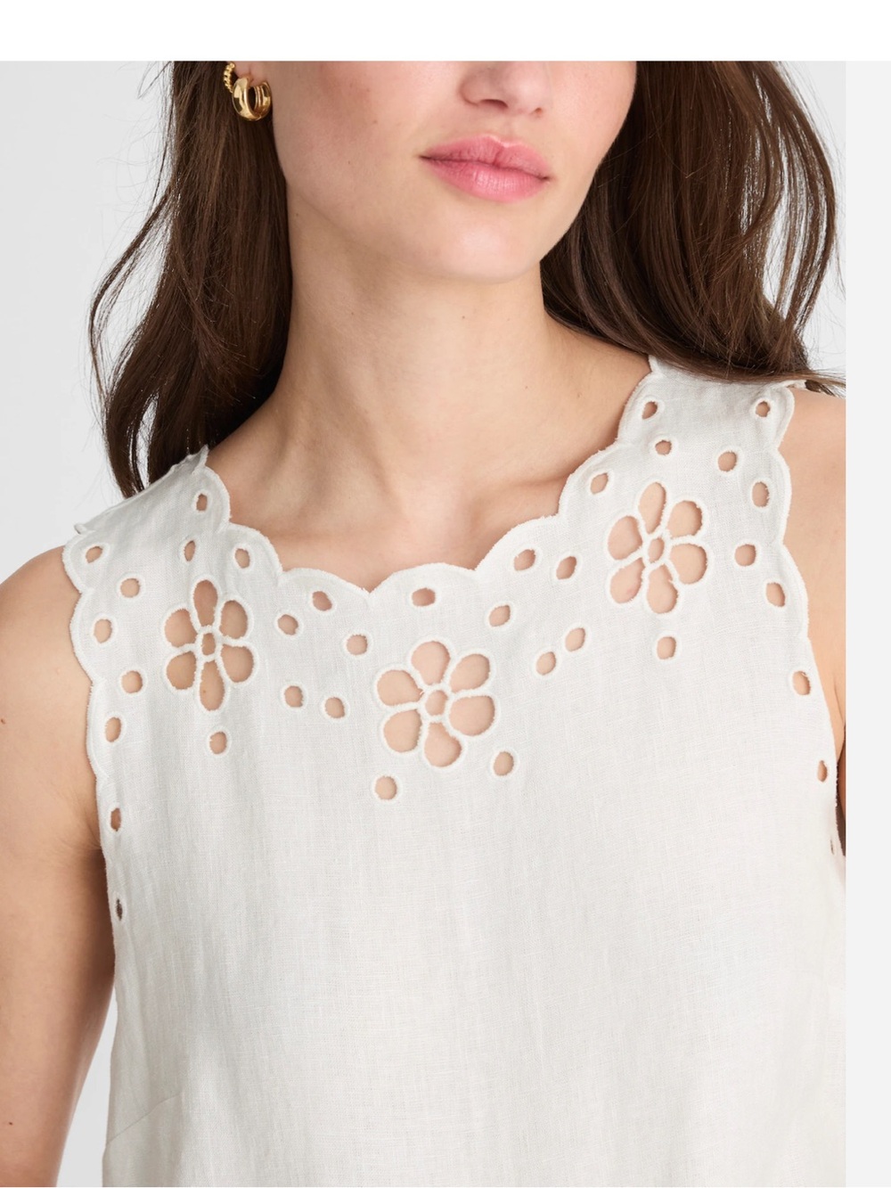 Madewell Embroidered Linen Eyelet High-Low Tank Medium - Picture 5 of 12